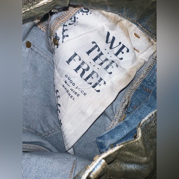NWT We The Free By Free People Good Luck Coated Barrel Jeans New Moon Size 24 - Picture 13 of 14
